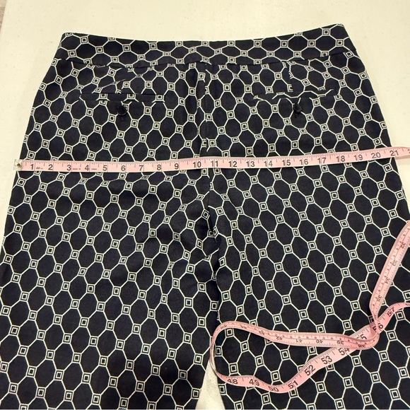 Talbots Signature Ankle Pants Geometric Print Navy/White Career Women’s Size 12 - Picture 11 of 13